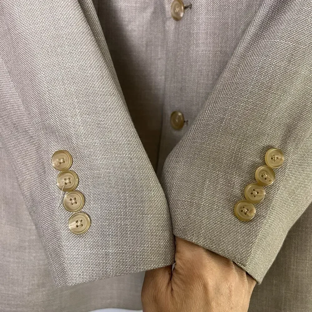 Lauren Ralph Lauren Mens Beige Blazer 2 Button Sports Coat Size 40L Career Prep